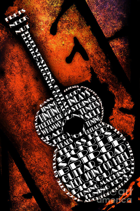 Rockin Guitar In Orange Digital Art by Andee Design