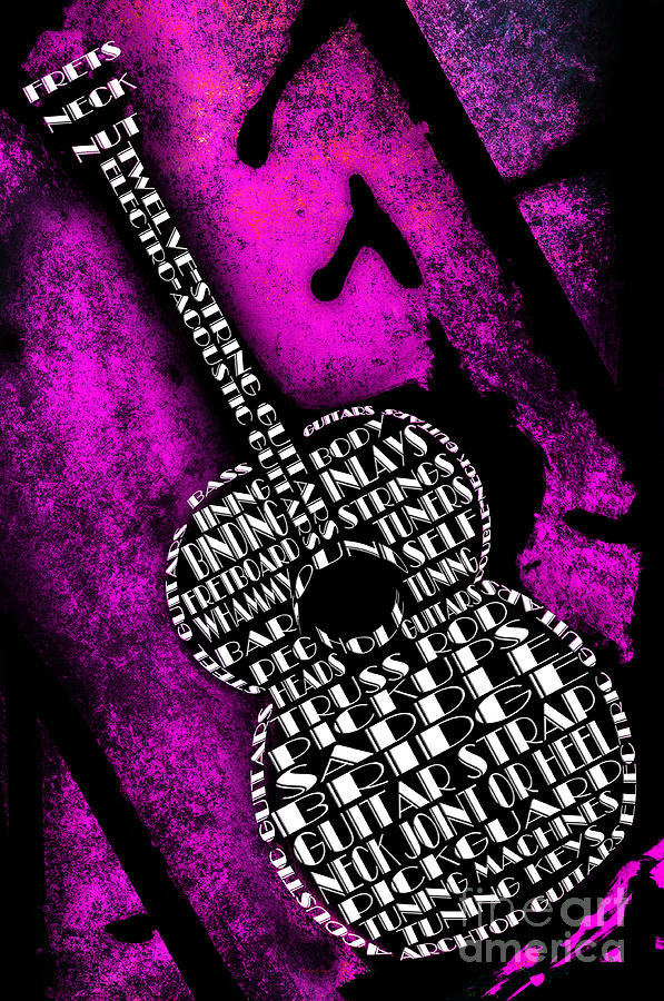 Rockin Guitar In Pink Digital Art by Andee Design