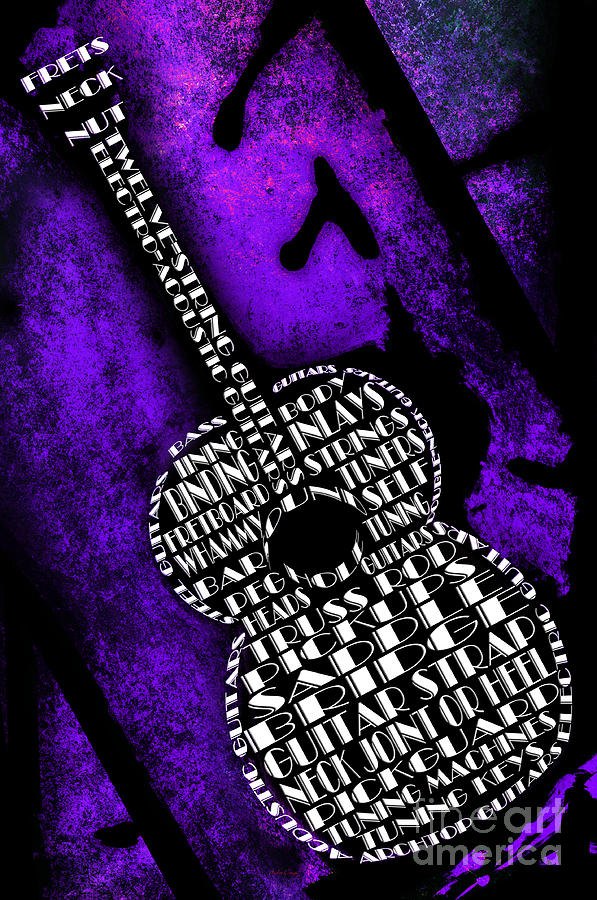 Rockin Guitar In Purple Digital Art by Andee Design