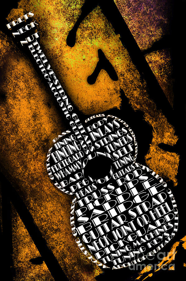 Rockin Guitar In Yellow Digital Art by Andee Design