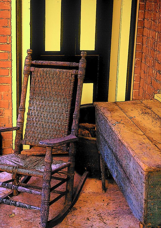 Rocking Chair and Woodbox Photograph by Rodney Lee Williams