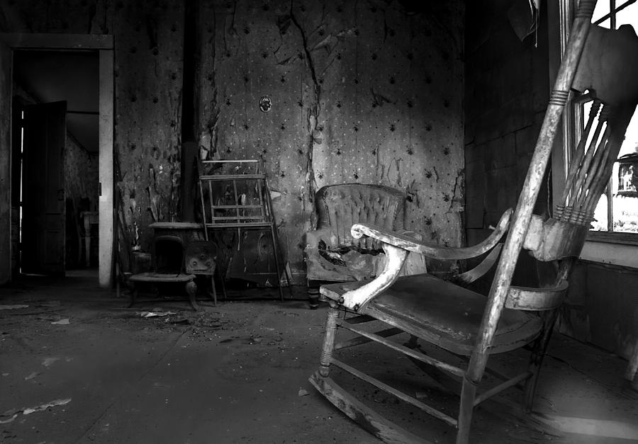 Black And White Photograph - Rocking Chair by Cat Connor