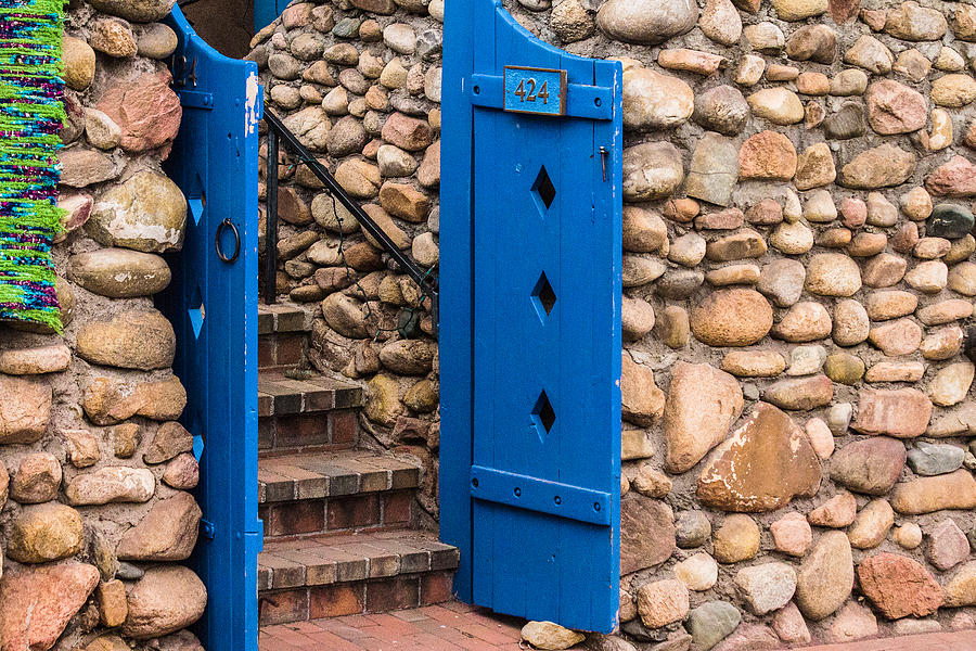 Santa Fe Photograph - Rockn Blue Door by Steven Bateson