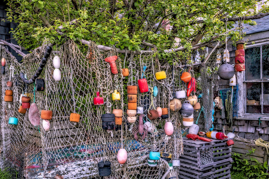 Fish Photograph - Rockport Fishing Net And Buoys by Susan Candelario