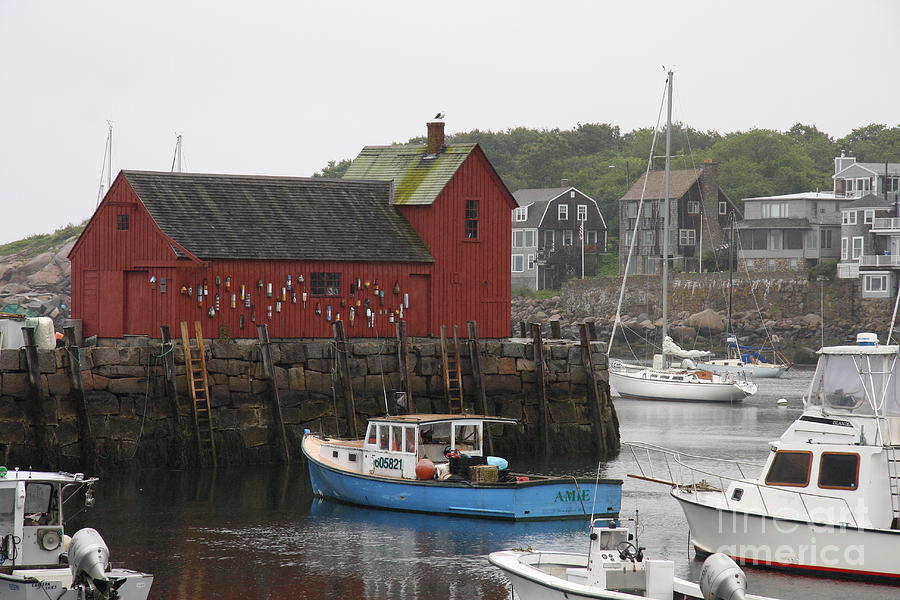 Boat Photograph - Rockport Inner Harbor With Lobster Fleet And Motif No.1 by Christiane Schulze Art And Photography