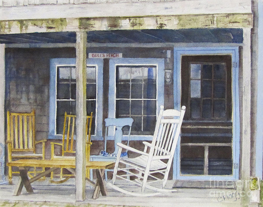 Rockport Porch Painting by Carol Flagg
