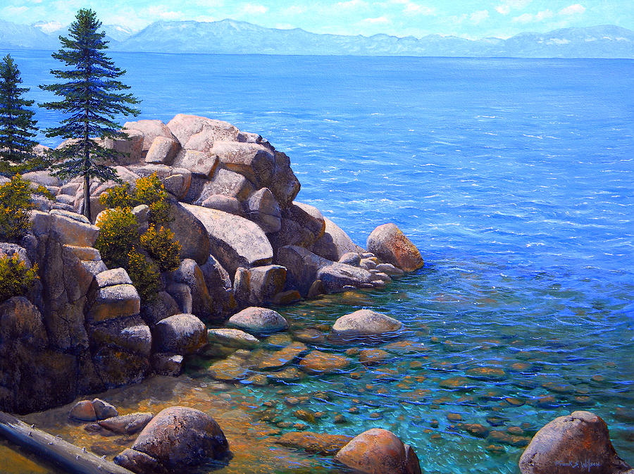 Rocks And Water Lake Tahoe Painting by Frank Wilson
