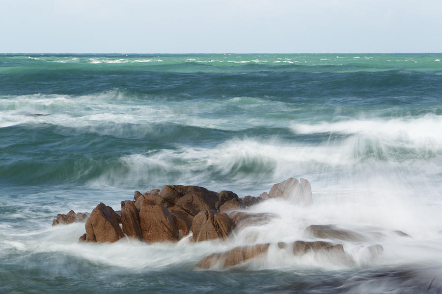 Rocks And Waves At High Tide Jersey Photograph by Bill Coster