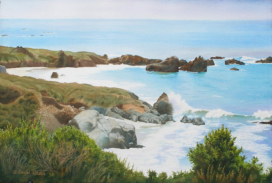 Rocks and Waves - California Coast Painting by Daniel Dayley