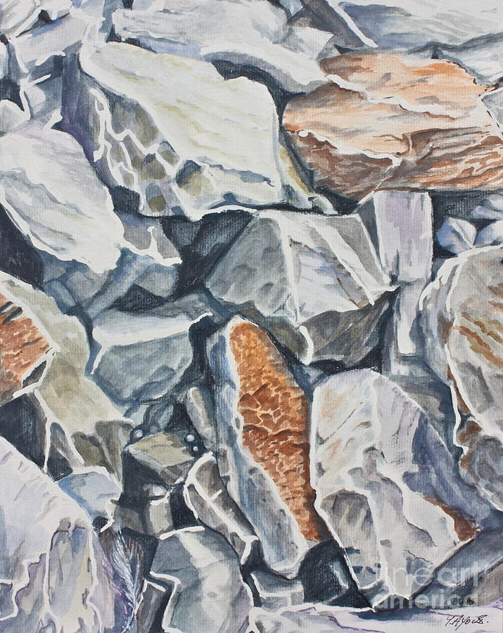 Beach Painting - Rocks at Lalaria by Yvonne Ayoub