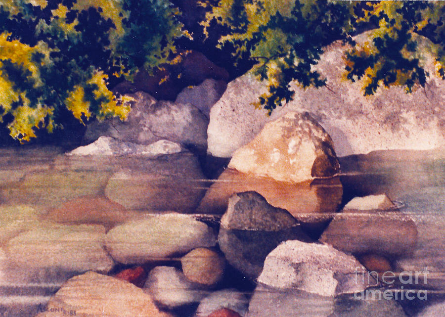 Rocks in Stream Painting by Teresa Ascone