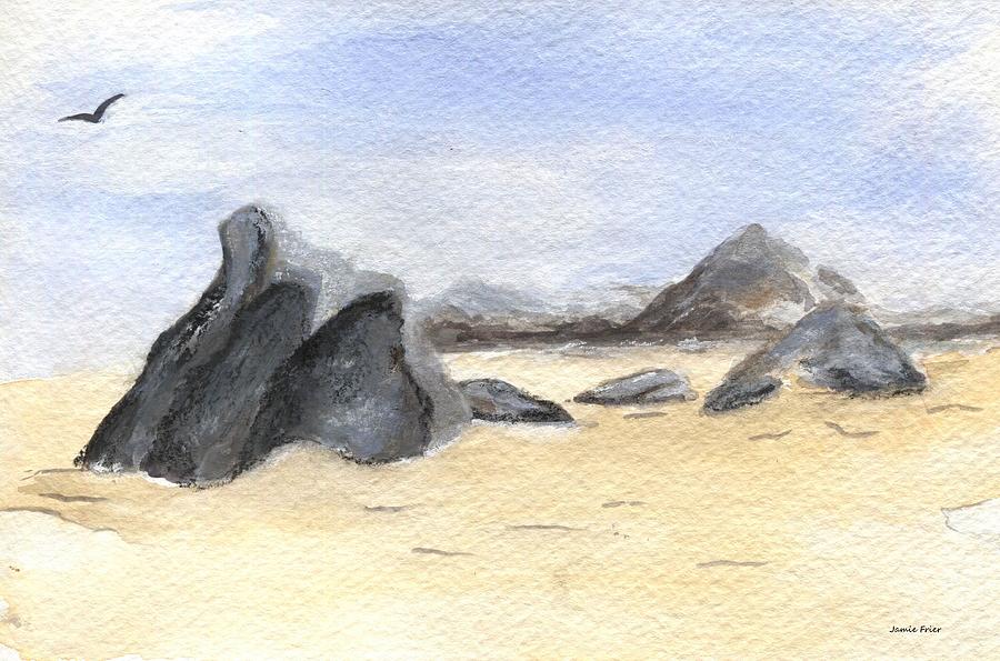 Rocks on Beach Painting by Jamie Frier