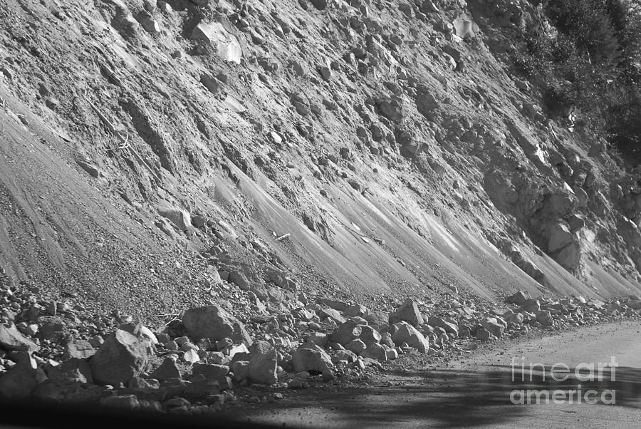 Rockslide in Grayscale Photograph by Connie Fox