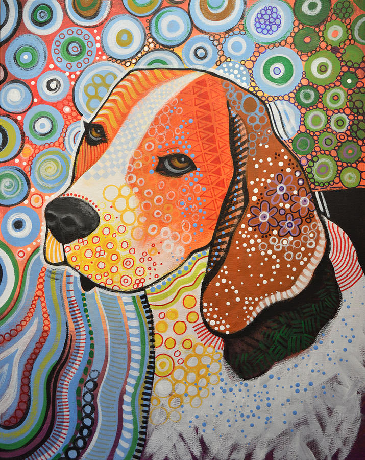 Rocky ... Abstract Dog Art ... Beagle Painting by Amy Giacomelli
