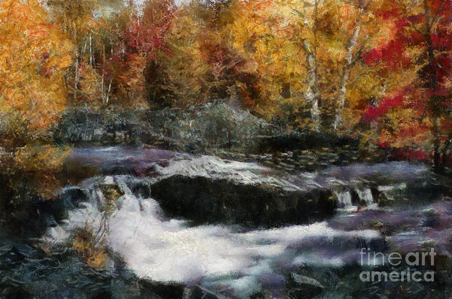 Waterfall Painting - Rocky Autumn Stream by Scott Bennett