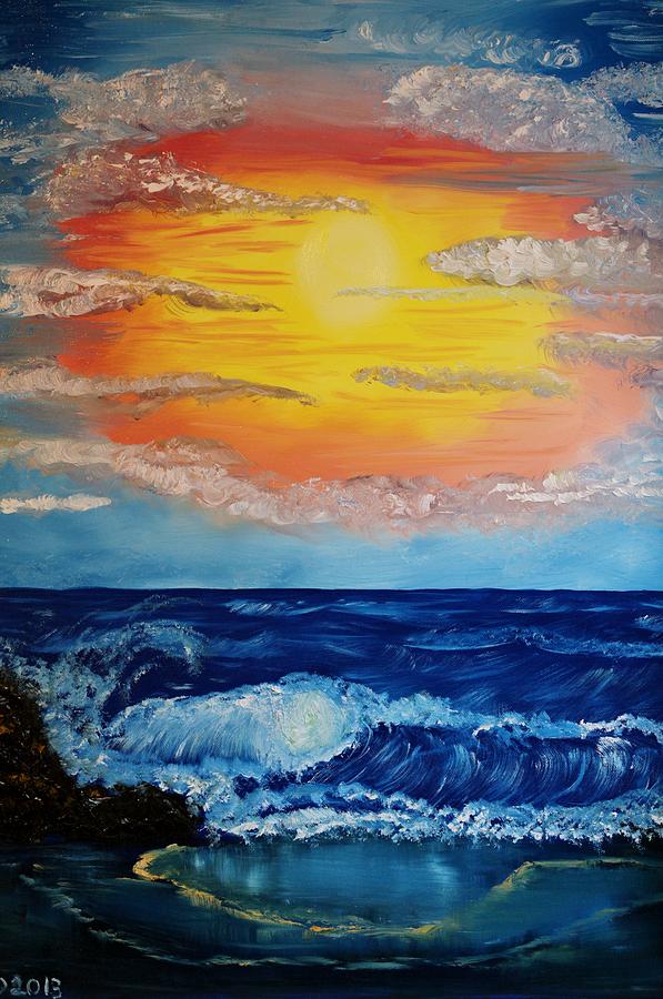Rocky Beach Painting by Valerie Ornstein
