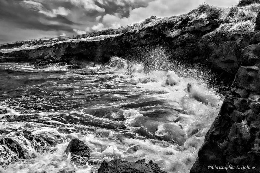 Rocky Coast BW Photograph by Christopher Holmes