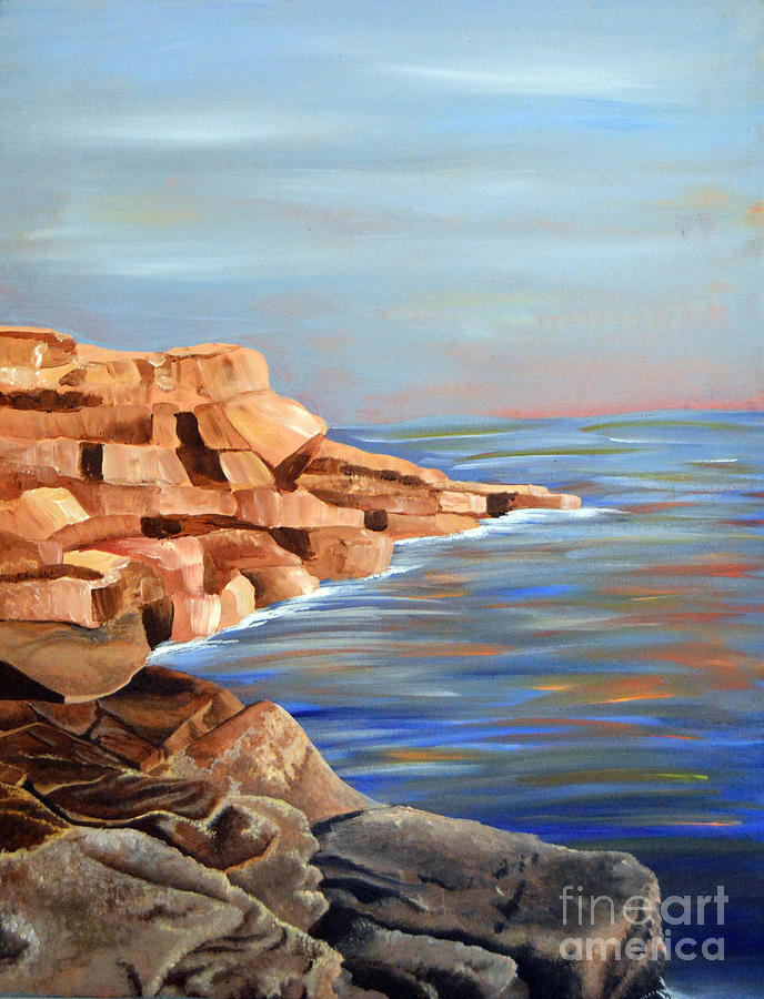 Rocky Coast Painting by Lynellen Nielsen