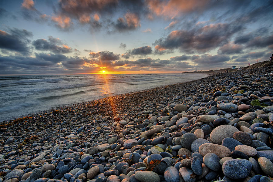 Carlsbad Photograph - Rocky Coast Sunset by Peter Tellone