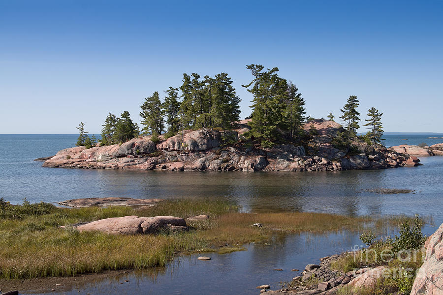 Tree Photograph - Rocky island in Georgian Bay Ontario by Les Palenik