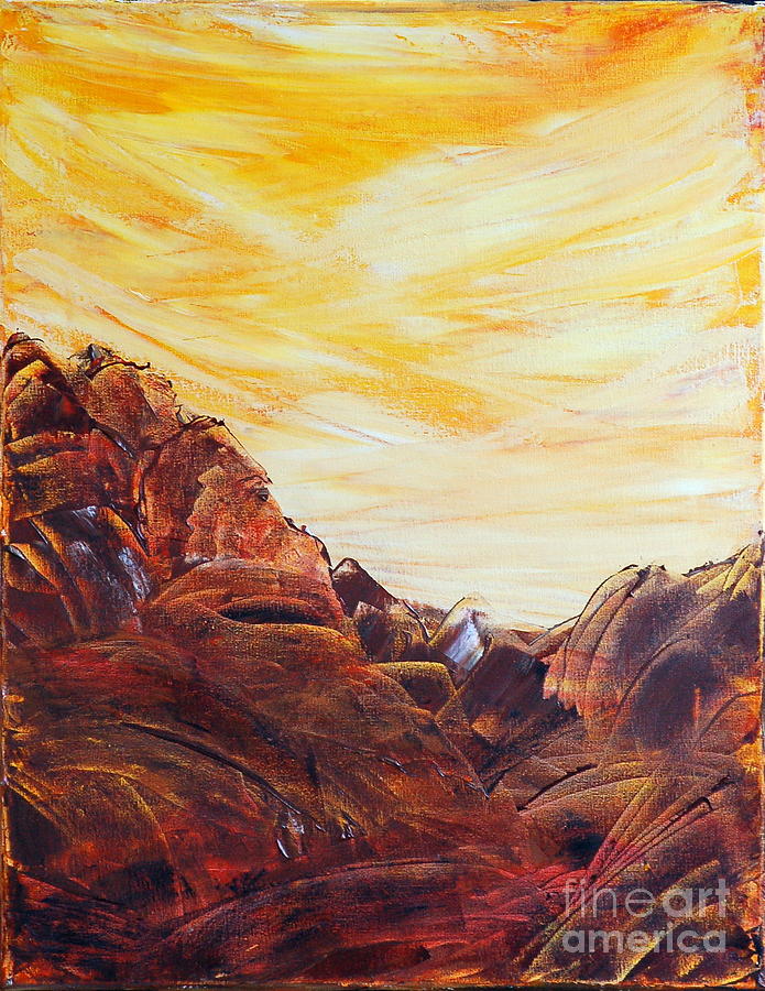Abstract Painting - Rocky Landscape II by Teresa Wegrzyn