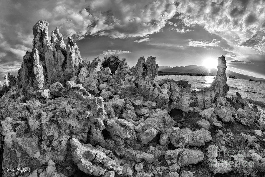 Rocky Mono Lake Tufa Reef Black And Whaite Photograph by Blake Richards