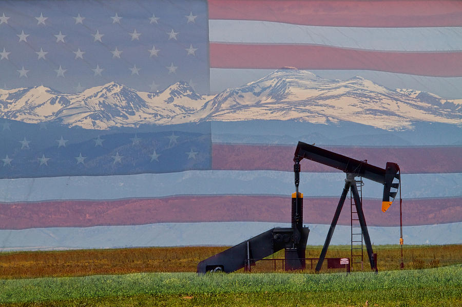 Flag Photograph - Rocky Mountain American Oil by James BO Insogna