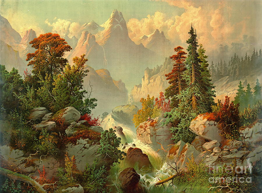 Rocky Mountain Cascade 1879 Photograph by Padre Art