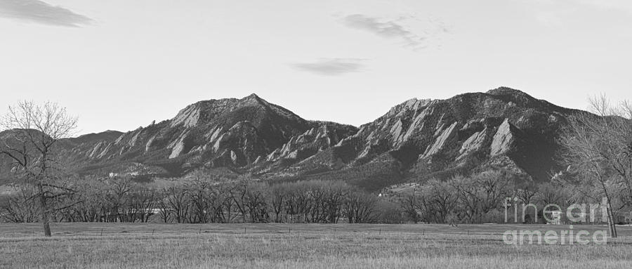 Rocky Mountain Front Range Boulder Flatiron Pano BW Photograph by James BO Insogna