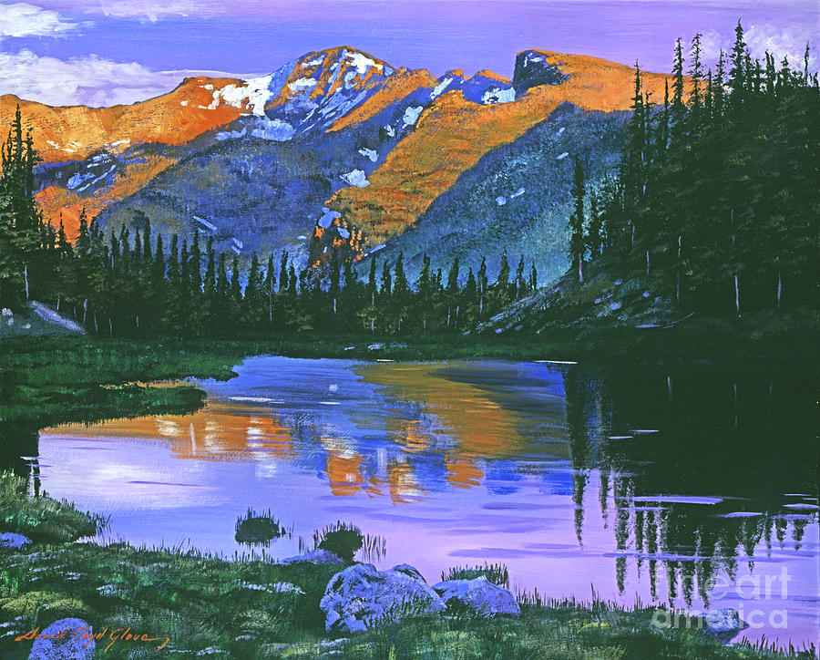 Tree Painting - Rocky Mountain Lake by David Lloyd Glover
