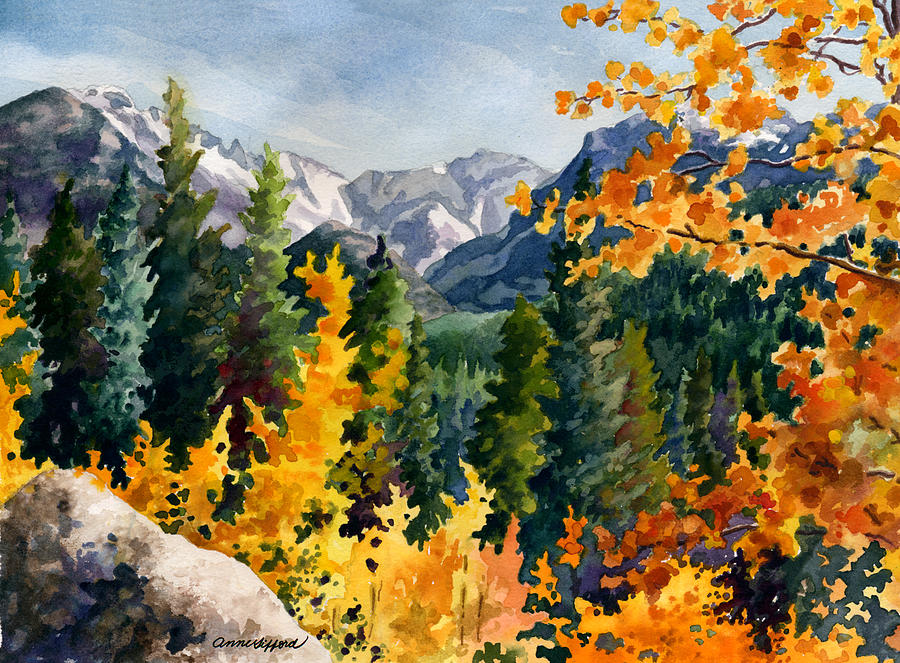 Colorado Mountain Watercolor Painting Rocky Mountains Colorado Print Rocky Mountain National Park Poster
