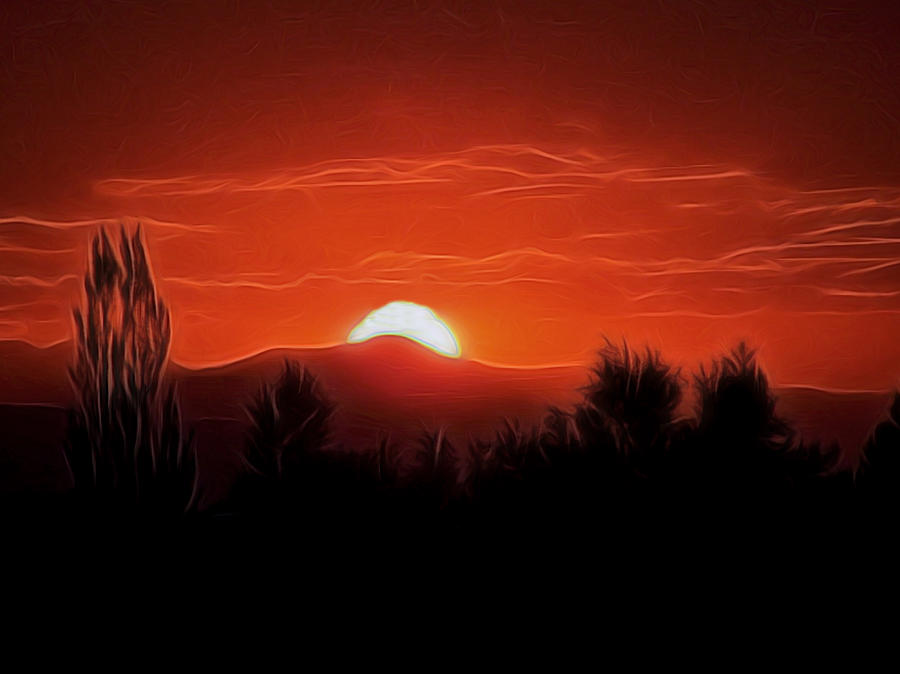 Rocky Mountain Sunset Digital Art Digital Art by Ernest Echols
