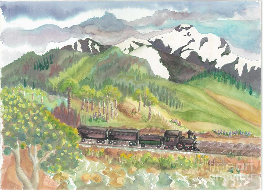 Rocky Mountain Train Painting by Lynn Maverick Denzer