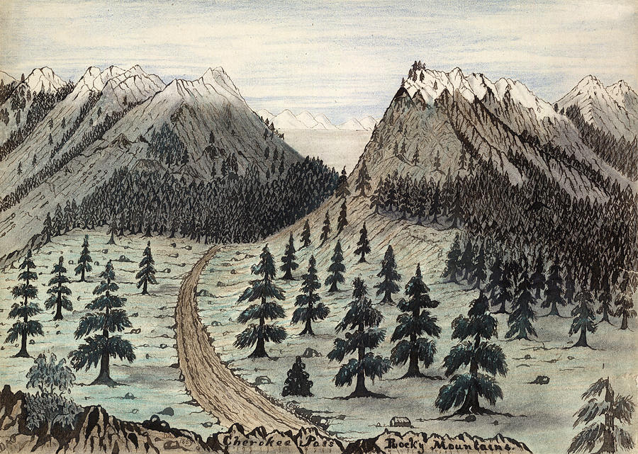 Landscape Drawing - Rocky Mountains, 1859 by Granger