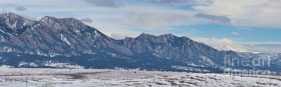 Rocky Mountains Flatirons and Longs Peak Panorama Boulder Photograph by James BO Insogna