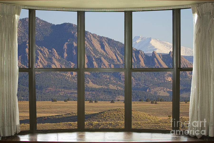 Rocky Mountains Flatirons with Snow Longs Peak Bay Window View Photograph by James BO Insogna