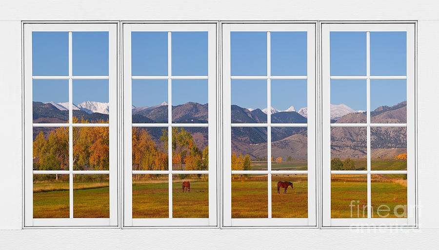 Rocky Mountains Horses White Window Frame View Photograph by James BO Insogna