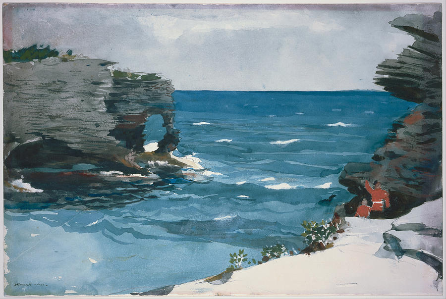 Winslow Homer Painting - Rocky Shore Bermuda by Winslow Homer