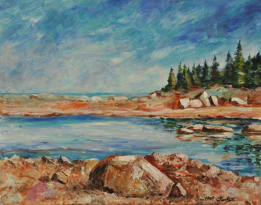 Landscape Painting - Rocky Shores by Heather Kertzer Landscape Painting - Rocky Shores by Heather Kertzer