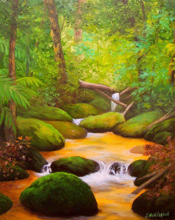 Rocky Stream Painting by Francine Henderson