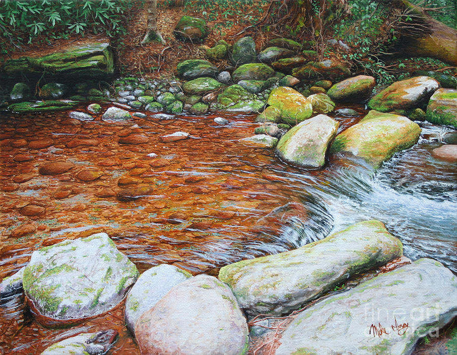 Rocky Stream Painting by Mike Ivey