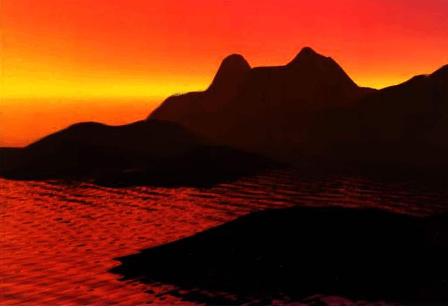 Rocky Sunset Digital Art by P Dwain Morris