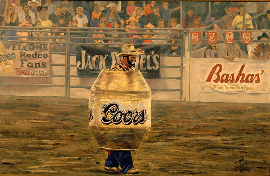 Rodeo Clown Painting by Rick Fitzsimons