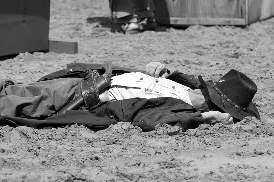 Hat Photograph - Rodeo Gunslinger Victim bw by Sally Rockefeller