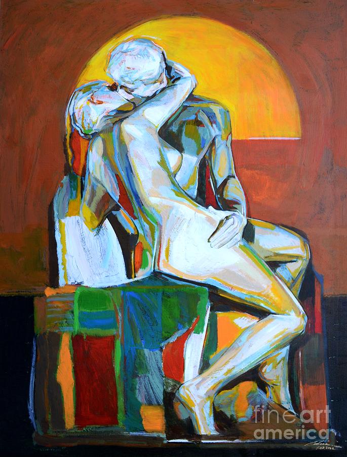 Love.kiss Painting - Rodin-Ever kiss by Zheng Li