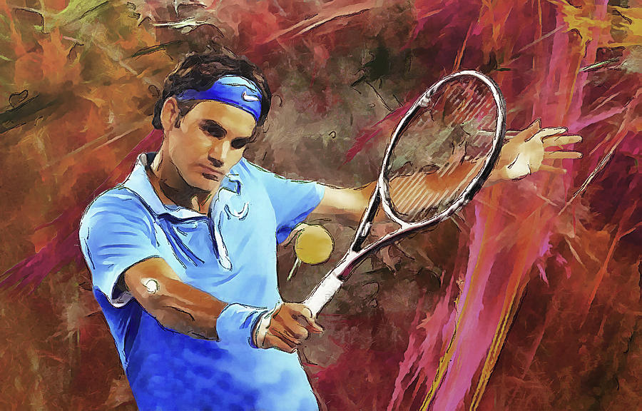 Tennis Digital Art - Roger Federer Backhand Art by RochVanh