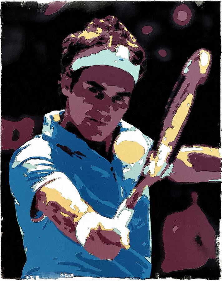 Roger Federer Portrait Art Painting by Florian Rodarte