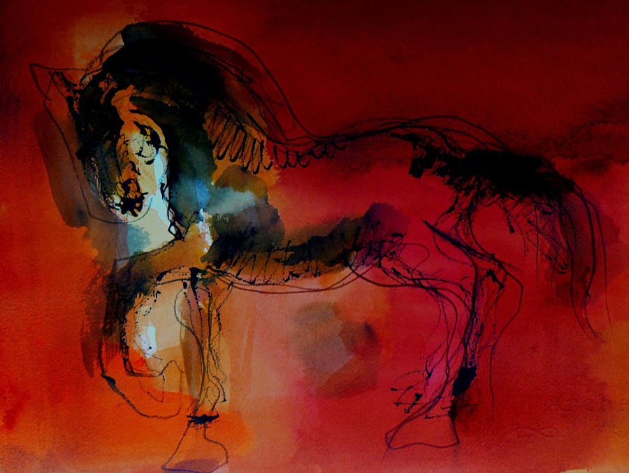 Horse Painting - Rojo by Maria Evangelina Rodriguez