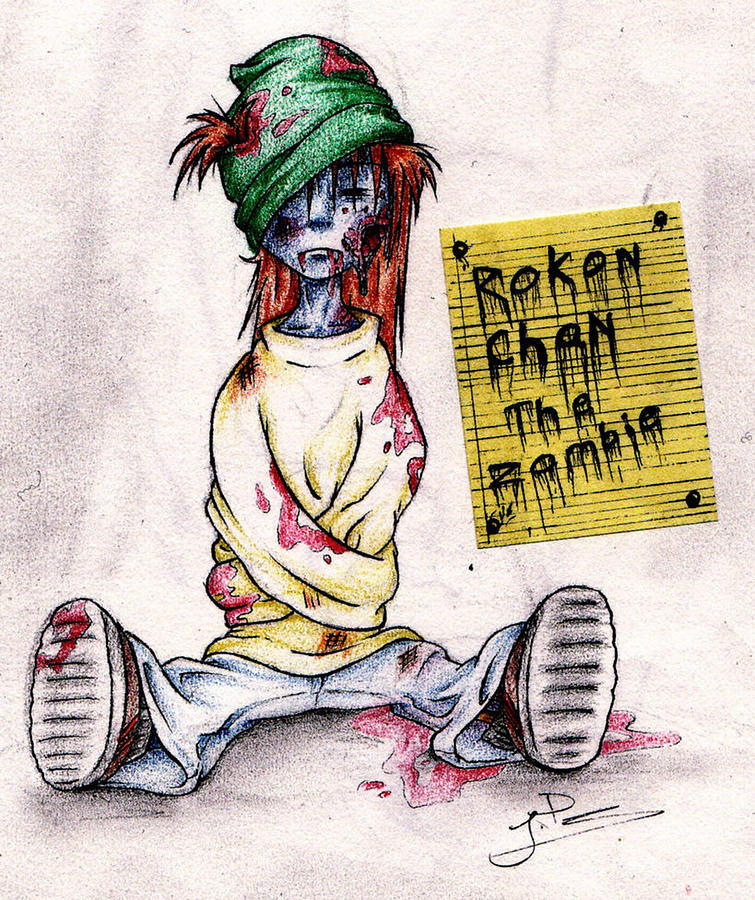Zombies Drawing - Rokon Chan the Zombie by Rokon Chan