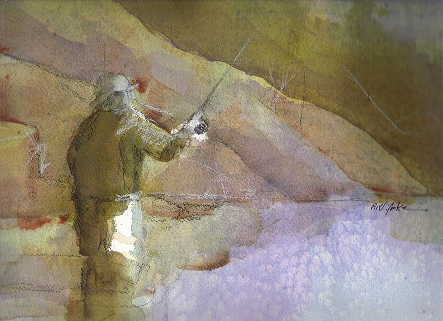 Fly Fishing Painting - Roll Cast by Robert Yonke